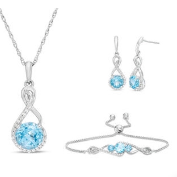 Infinity Pendant Earrings and Bracelet Set